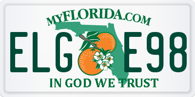 FL license plate ELGE98