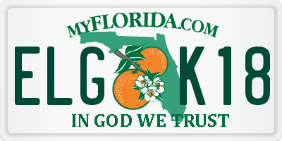 FL license plate ELGK18