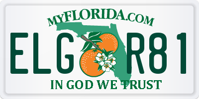 FL license plate ELGR81