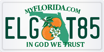 FL license plate ELGT85