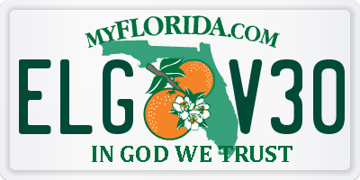 FL license plate ELGV30