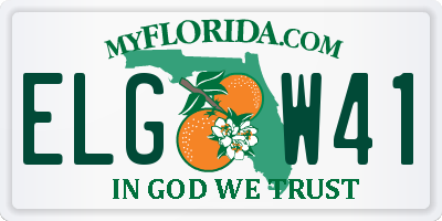 FL license plate ELGW41
