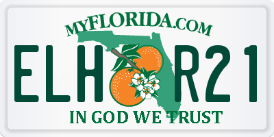 FL license plate ELHR21