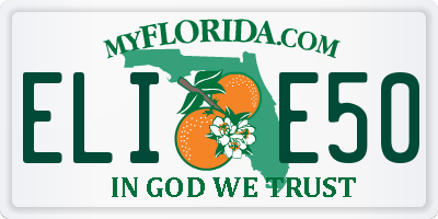 FL license plate ELIE50