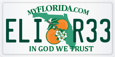 FL license plate ELIR33