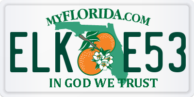 FL license plate ELKE53