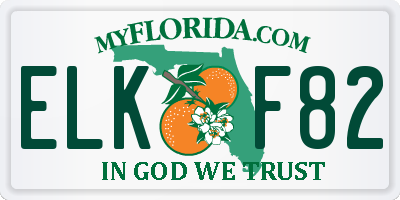 FL license plate ELKF82
