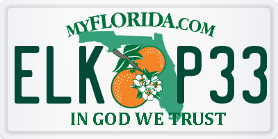FL license plate ELKP33