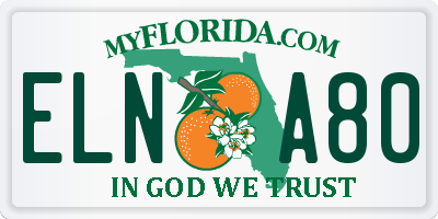 FL license plate ELNA80