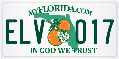 FL license plate ELVO17