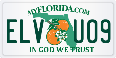 FL license plate ELVU09