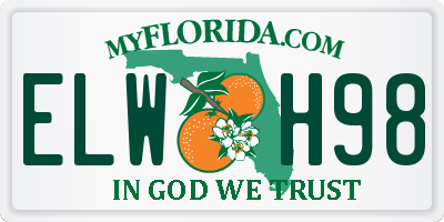 FL license plate ELWH98