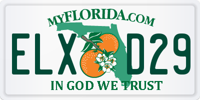 FL license plate ELXD29