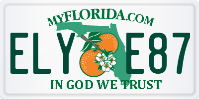 FL license plate ELYE87