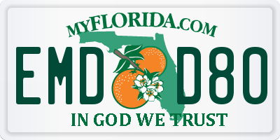 FL license plate EMDD80