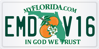 FL license plate EMDV16