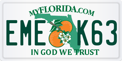 FL license plate EMEK63