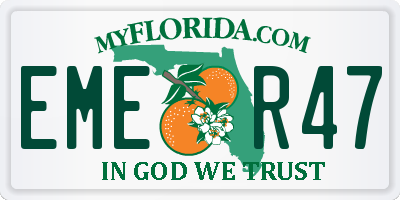 FL license plate EMER47