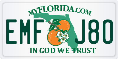 FL license plate EMFJ80