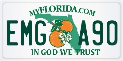 FL license plate EMGA90