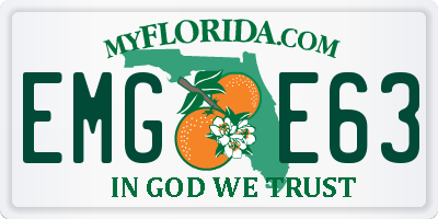FL license plate EMGE63
