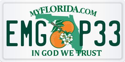 FL license plate EMGP33