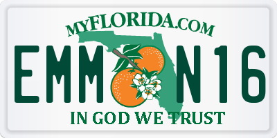 FL license plate EMMN16
