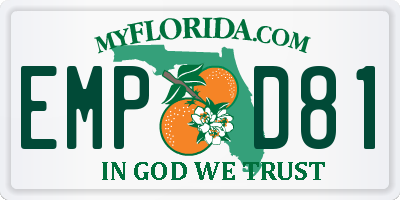 FL license plate EMPD81