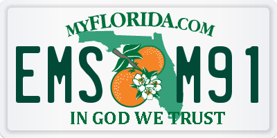 FL license plate EMSM91
