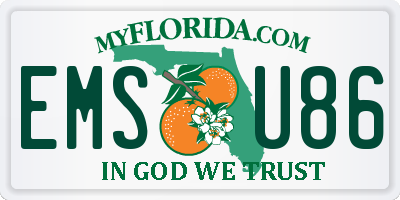 FL license plate EMSU86