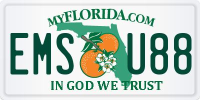 FL license plate EMSU88