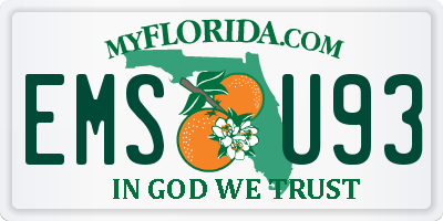 FL license plate EMSU93
