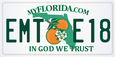 FL license plate EMTE18