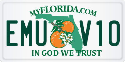 FL license plate EMUV10