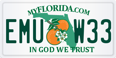 FL license plate EMUW33
