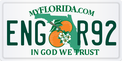 FL license plate ENGR92