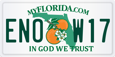 FL license plate ENOW17