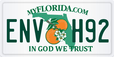 FL license plate ENVH92