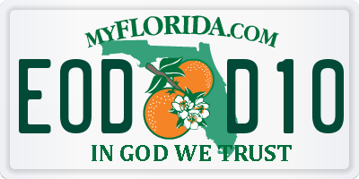 FL license plate EODD10