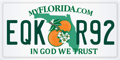 FL license plate EQKR92