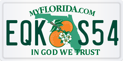 FL license plate EQKS54