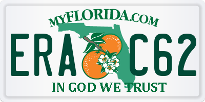 FL license plate ERAC62