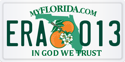 FL license plate ERAO13