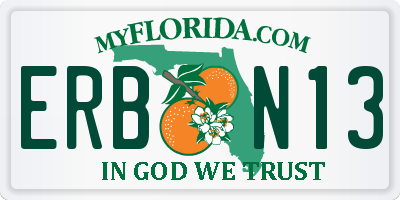 FL license plate ERBN13