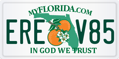 FL license plate EREV85