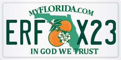 FL license plate ERFX23