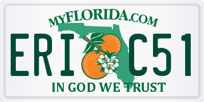 FL license plate ERIC51