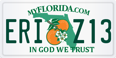 FL license plate ERIZ13