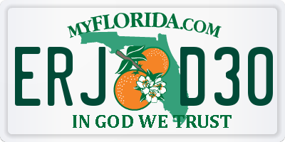 FL license plate ERJD30