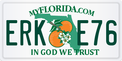 FL license plate ERKE76
